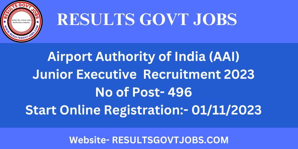 Airport Authority of India (AAI) Junior Executive 496 Post for apply online 