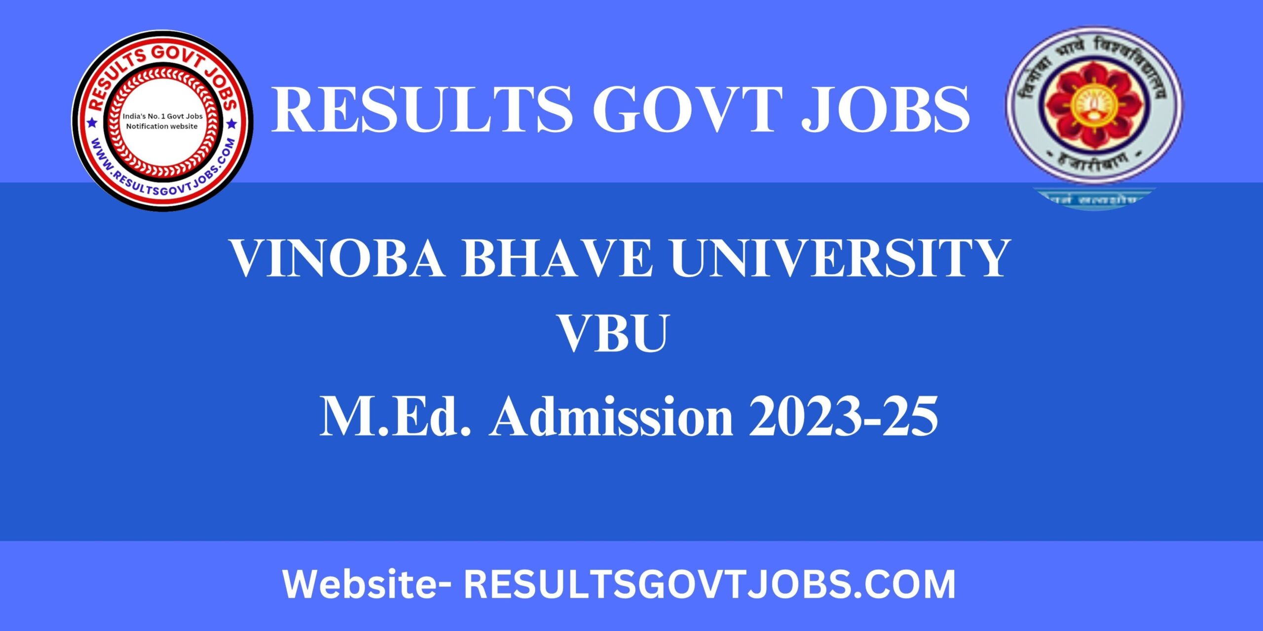 Vinoba Bhave University M.Ed Admission 2023-25